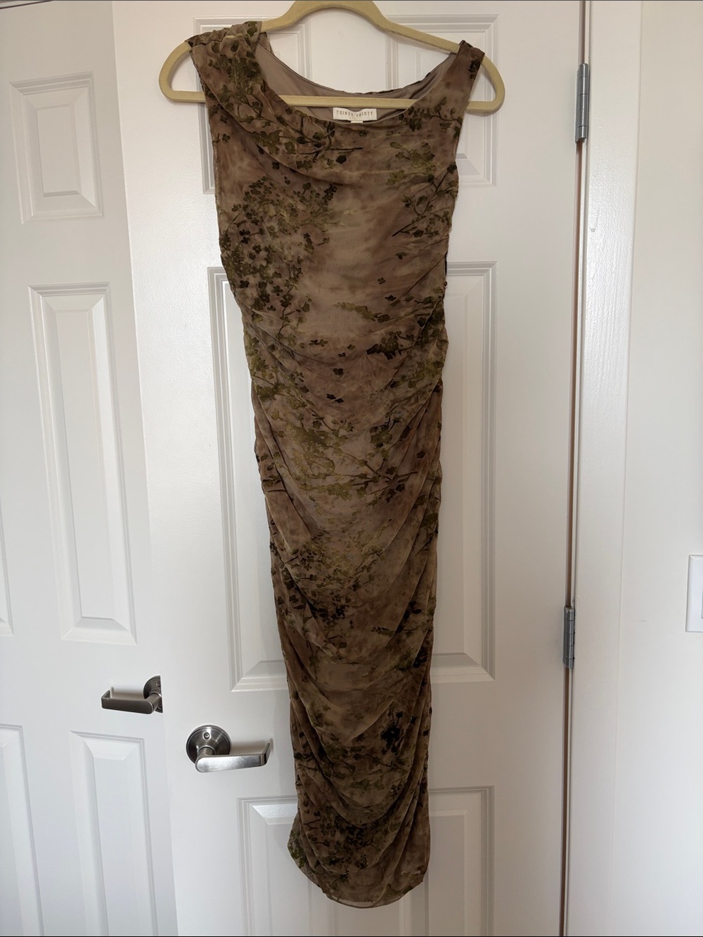 Sleeveless Floral Maxi Skirt in Olive Brown